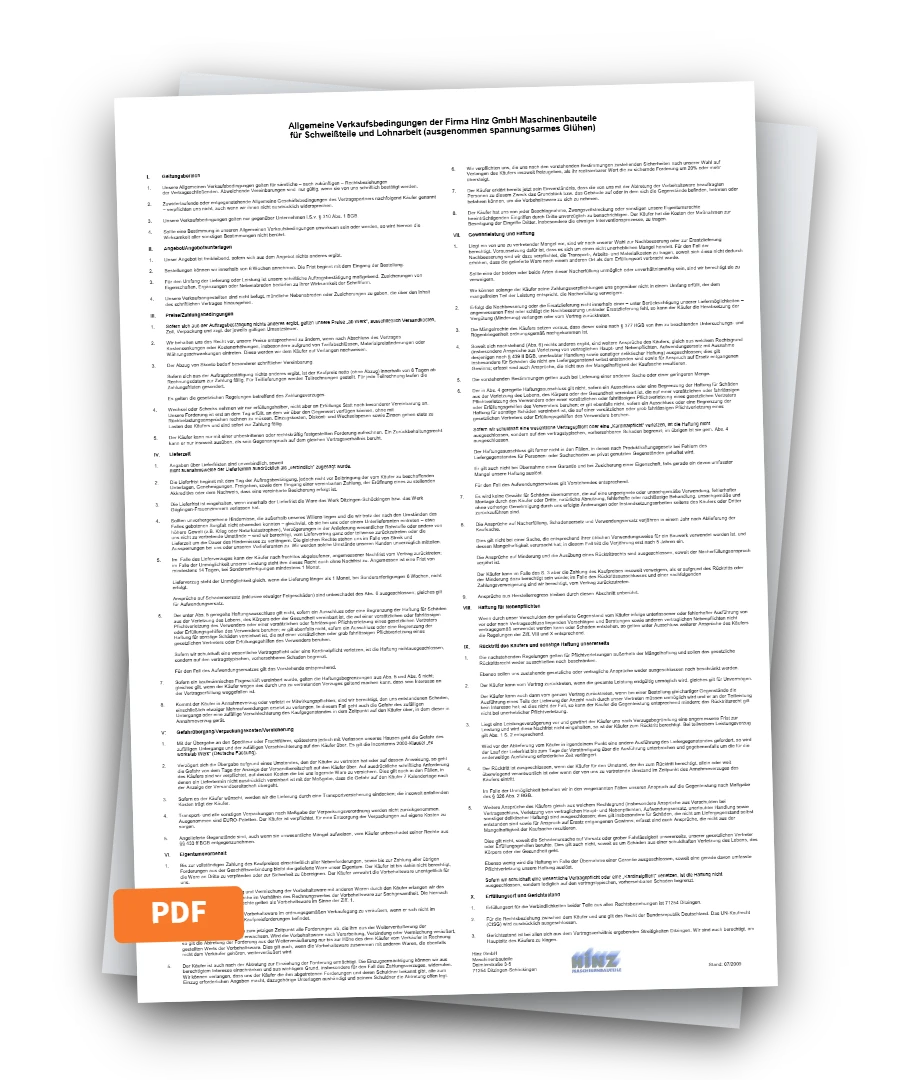 Vorschau: AGB für Schweißteile und Lohnarbeit (PDF)